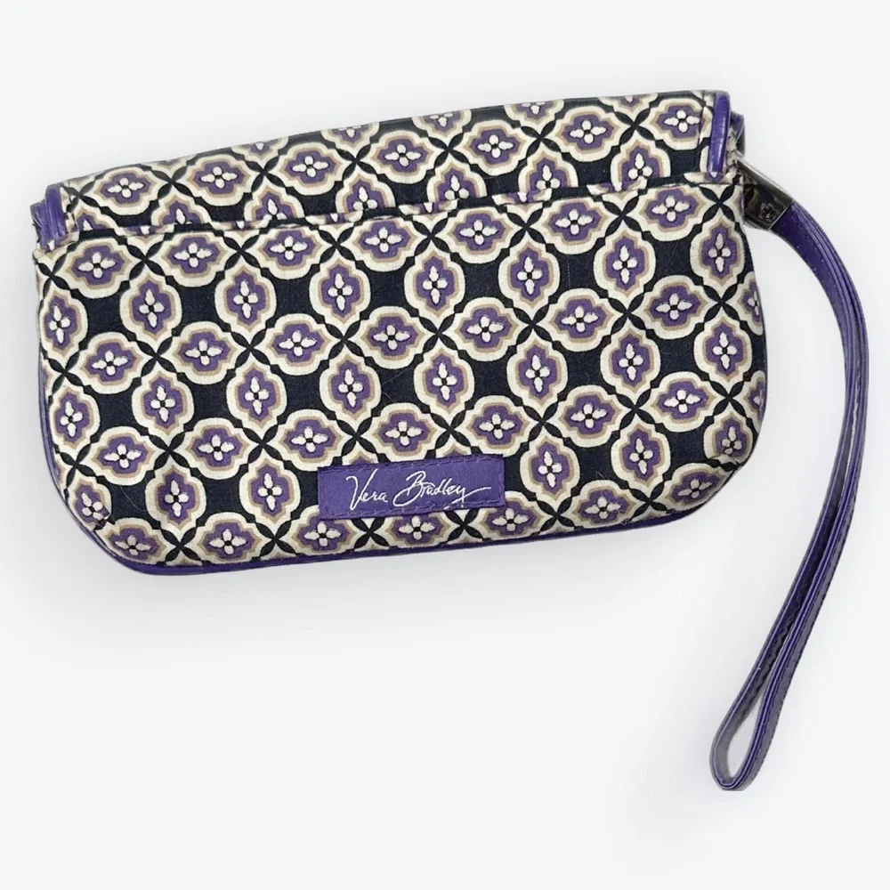 Romantic Floral Vera Bradley Simply Violet Multiple Compartment Wristlet Wallet